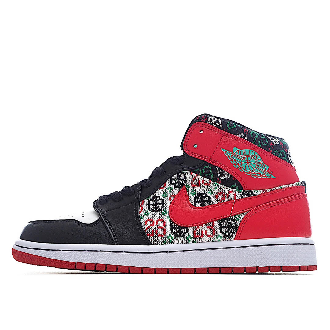 i01461f72fcc0ced98c759ef5f8f53df1.webp Air Jordan 1 Mid SE GS ‘Ugly Christmas Sweater- - Image 1