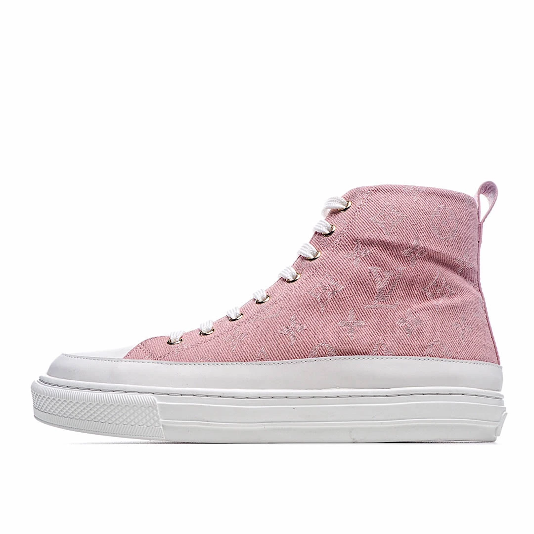 i257328ce8b5e4c58538ff8abb97d1041.webp Louis Vuitton Stellar Sneaker Boot casual white board shoes pink/blue - Image 1