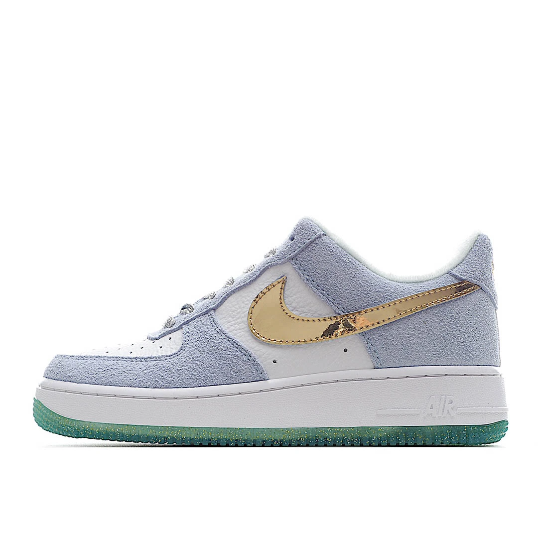 i41c8ec3e46be3fd229a4d2c30a424dd5.webp NikeAir Force 1 Low Top White Blue Gold - Image 1