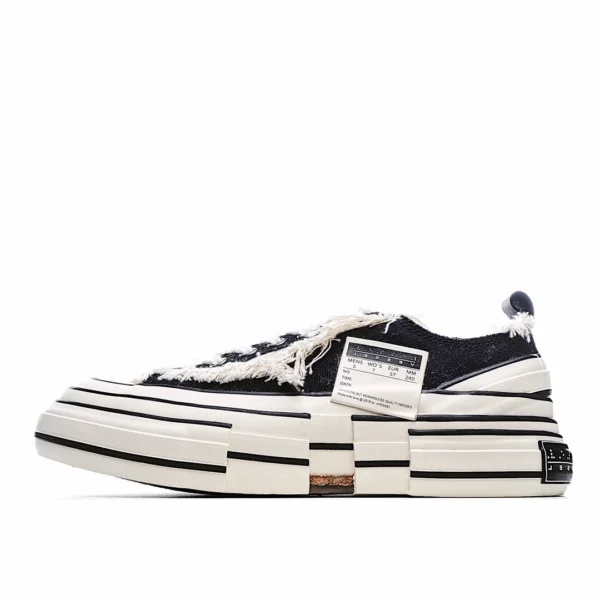 xVESSEL GOP Low Canvas Vulcanized Sneakers “Black. Beige and White Tassel” F19X001