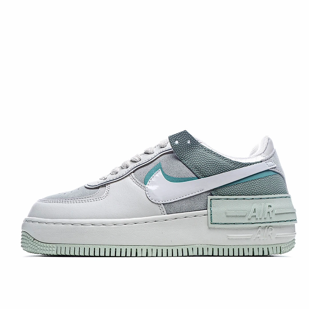 i875468d5838eae6daf31cfc05492367b.webp Nike WMNS Air Force 1 Shadow Low Top Sneakers Grey Green - Image 1